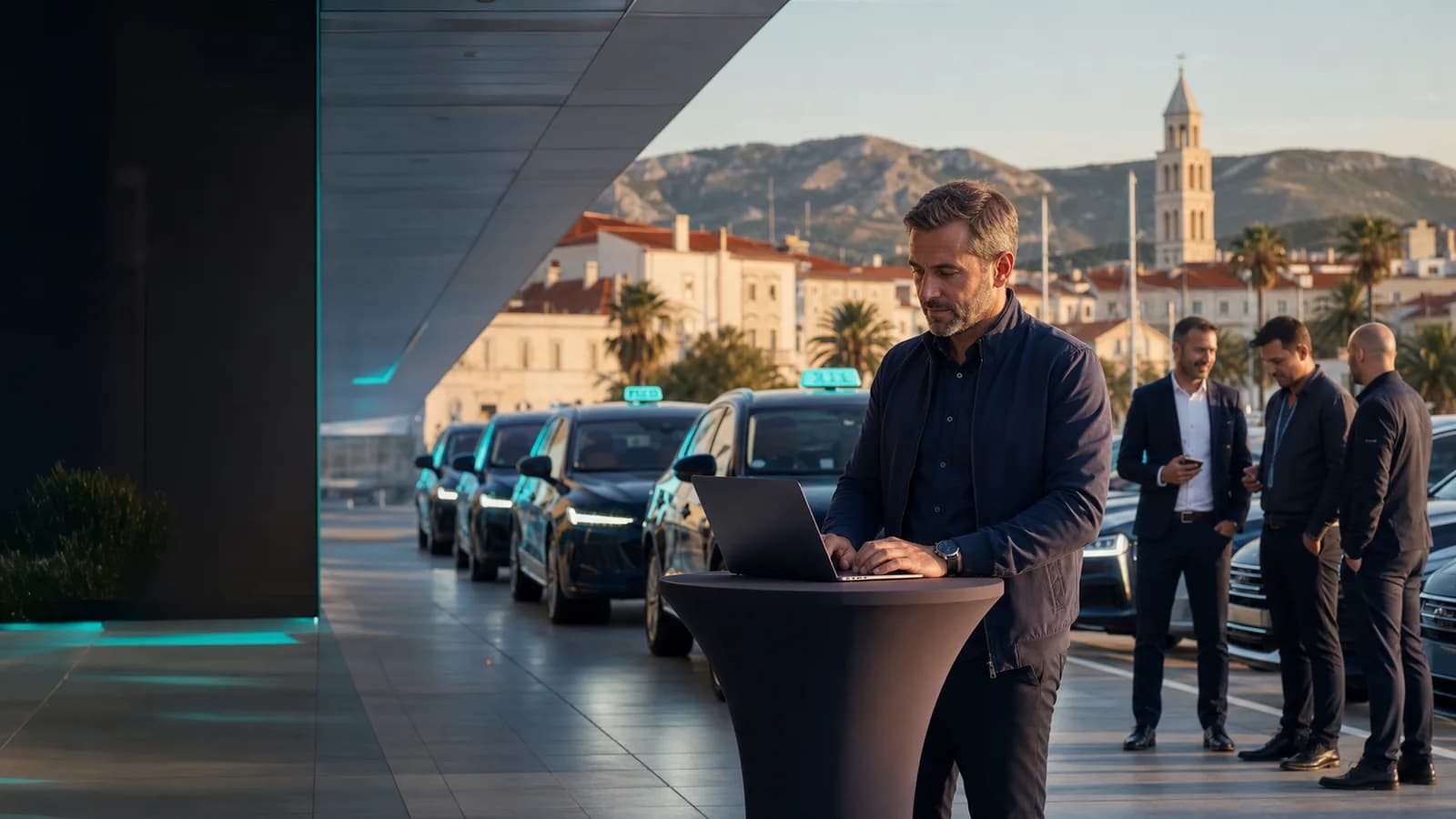 RideAdvisor operations team with an electric fleet