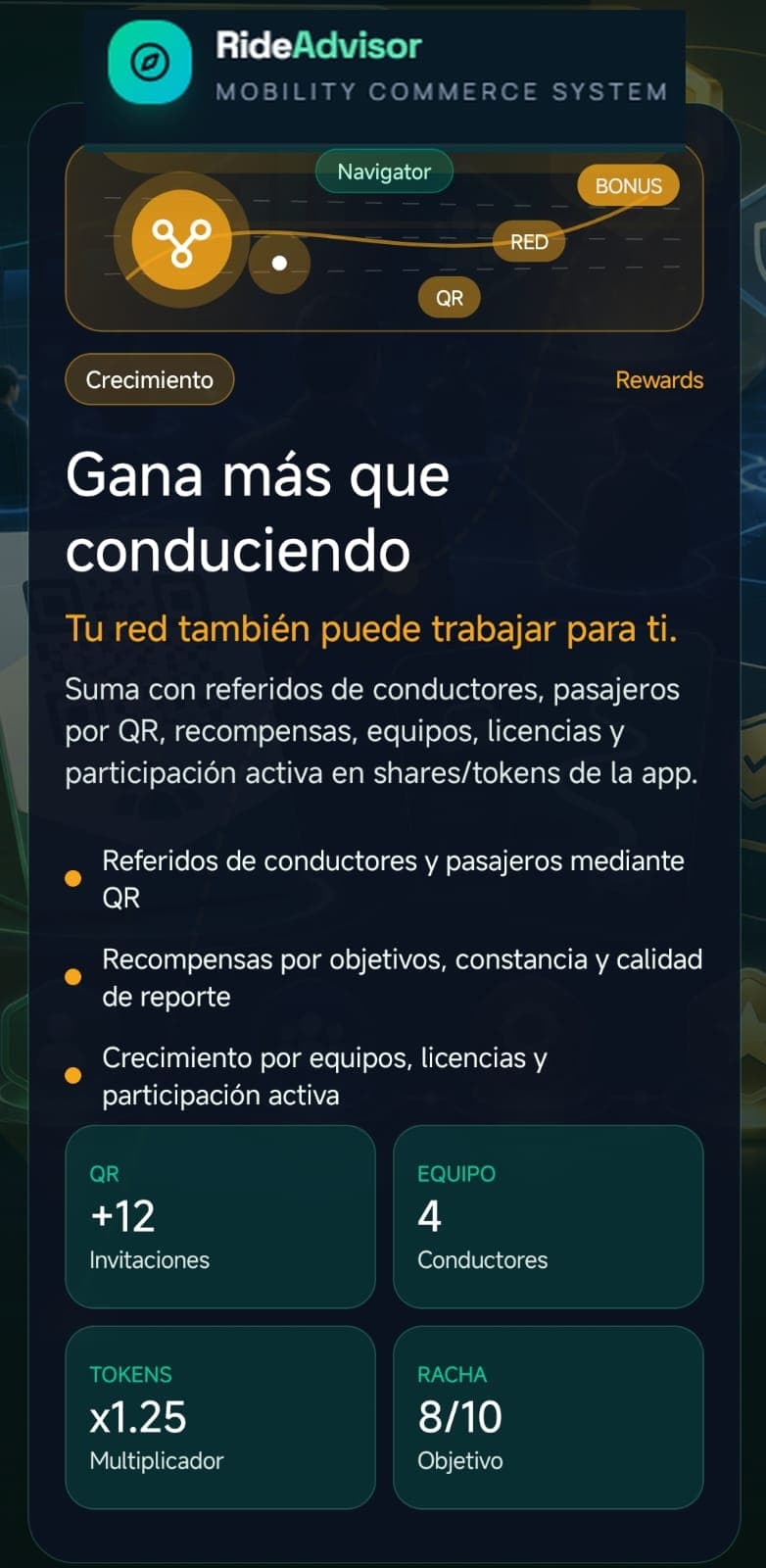 Pantalla Navigator de recompensas