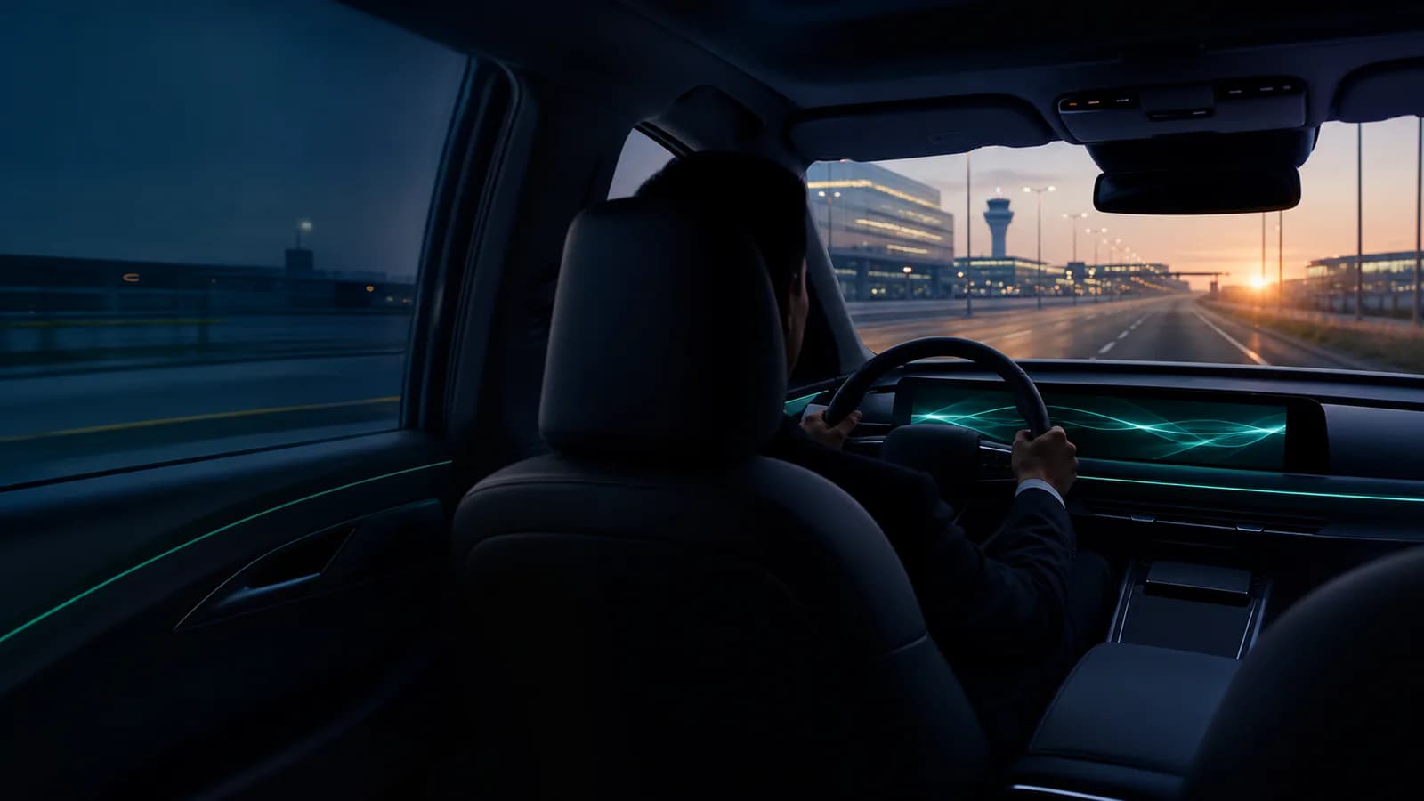 Professional driver operating an urban transfer